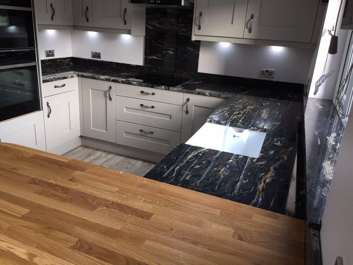 This Beautiful Cosmic Black goes perfectly with this kitchen. This is perfect if you are looking for something dark and dramatic