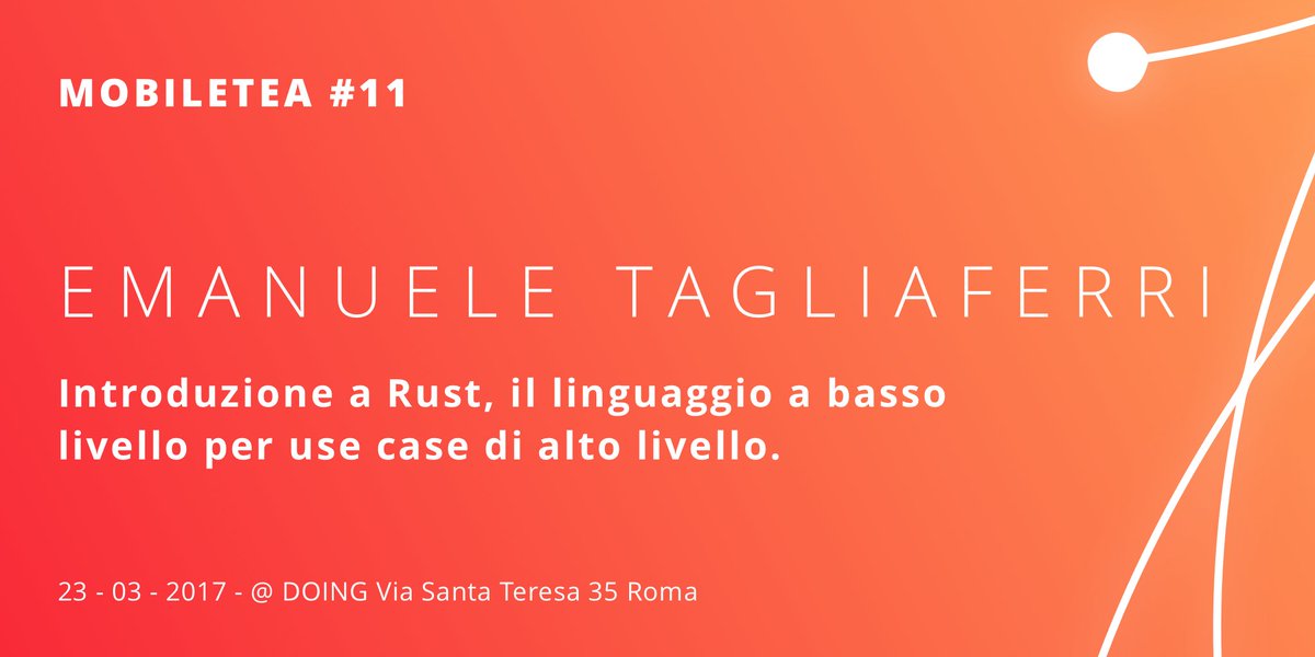 codeinvadersnet's tweet image. Update! @tglman - Introduzione a Rust, il linguaggio a basso livello per use case di alto livello #MobileTea
meetup.com/it-IT/codeinva…