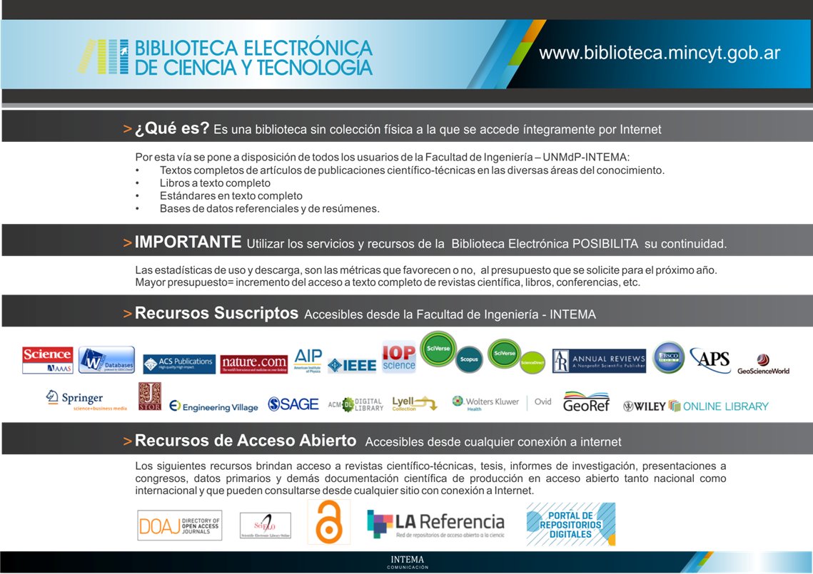 BiblioINTEMA's tweet photo. Biblioteca Electronica MINCyT recursos a texto completo https://t.co/nzaU0pzs9E