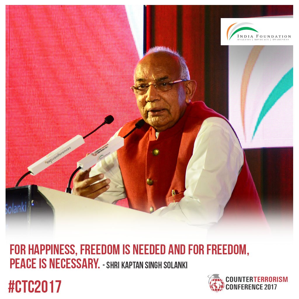 For happiness, freedom is needed and for freedom, peace is necessary. - Shri Kaptan Singh Solanki #CTC2017