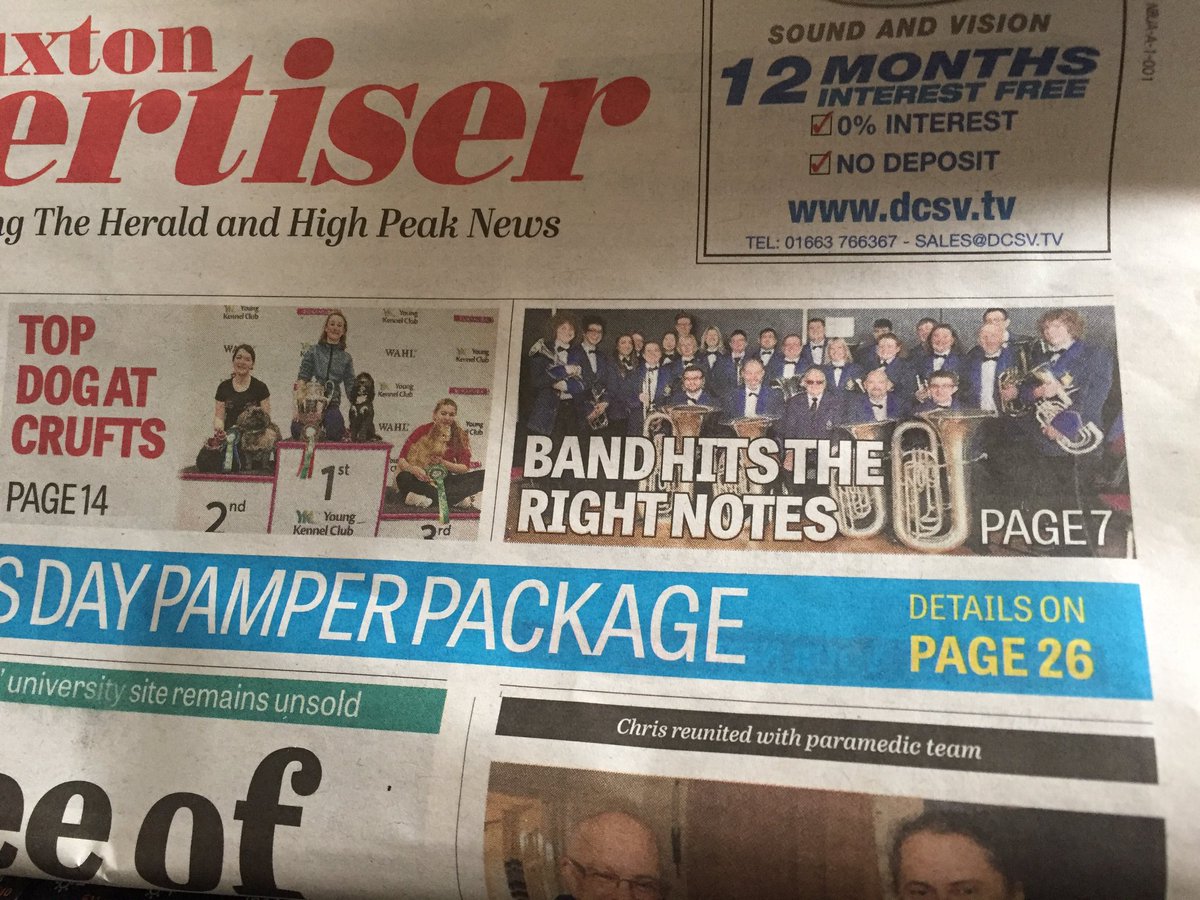 FairfieldBBand's tweet photo. We're front page news! Thank you @Buxton_News If you'd like to help the band get to the National Finals please visit https://t.co/nEvz6hq9Yc https://t.co/KJ9aZ3Dt5R