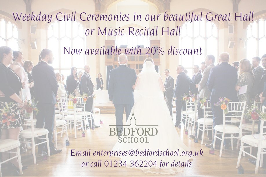 BedSchoolEvents's tweet photo. A fantastic new offer for 2017! #wedding #weddingvenue #Bedford #weddingceremony #civilceremony #midweekwedding https://t.co/yieyMSAJHQ