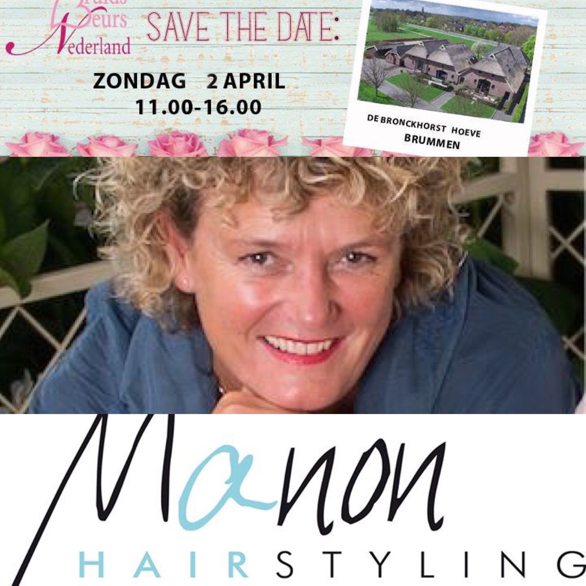 BruidsbeursNL's tweet photo. Kom je 2 april bij de bruidsbeurs @VergaderBrummen maken met deze dames? Trouwambtenaar Jeanette de Vos-Michel en Hairstyling Manon. https://t.co/tIzVTDFzxW