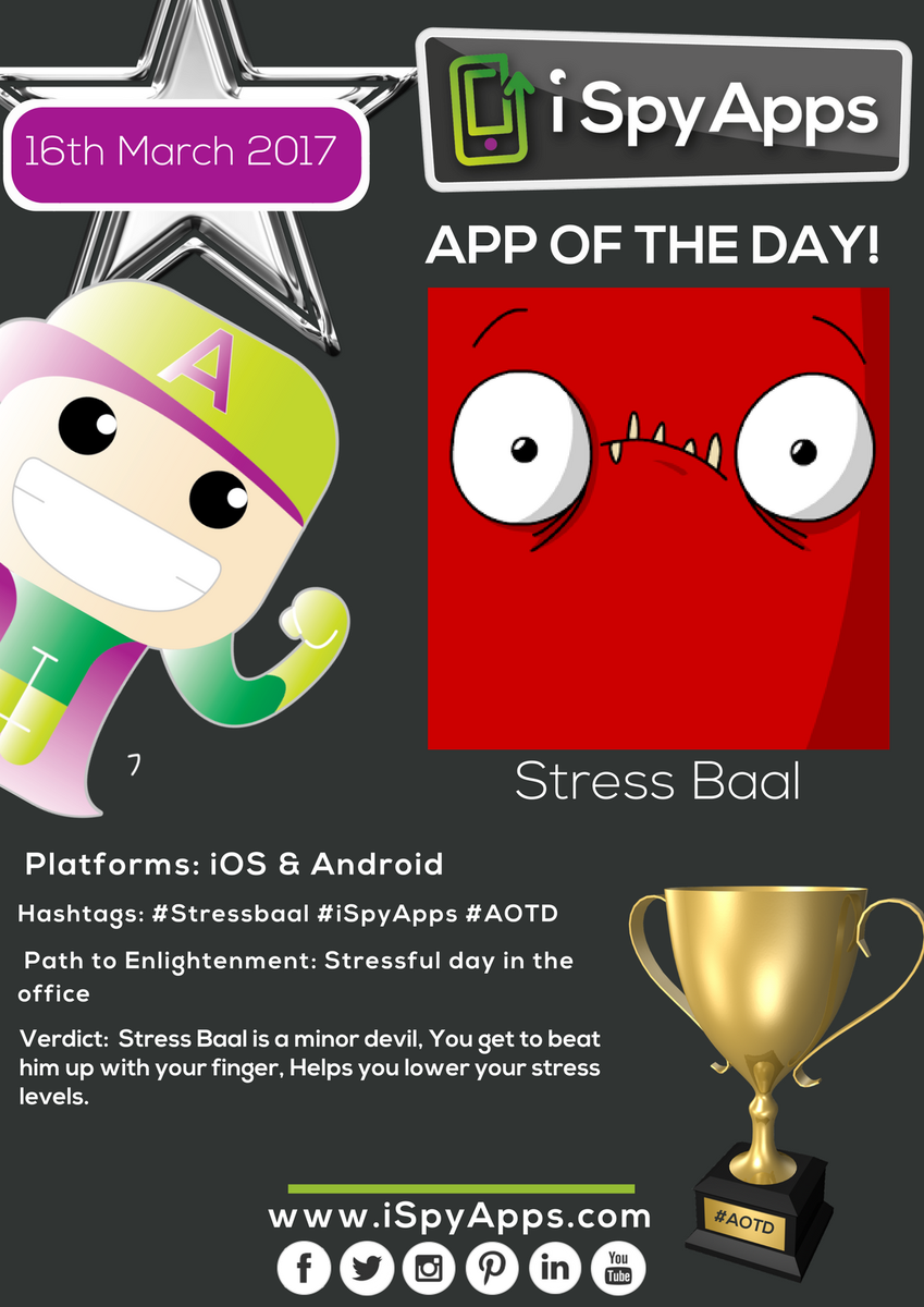 iSpyAppsFemale's tweet photo. Congratulations @Strees_Baal for being nominated #AppOfTheDay by the iSpyApps Team - A virtual stress ball to help lower stress. #ispyapps https://t.co/2BK9Aubgj3