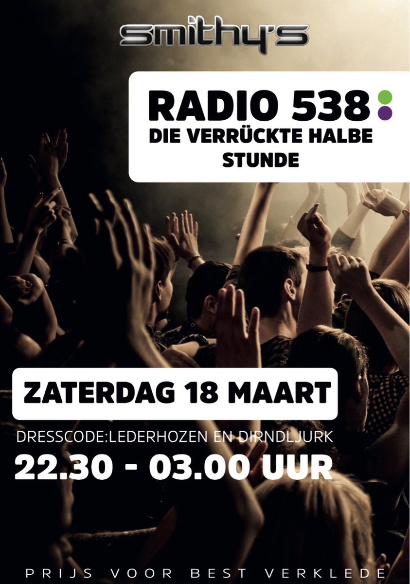 Aankomende zaterdag, wil je nog 1 keer de Duitse/ Oostenrijkse sfeer proeven, aankomende zaterdag kan het. Zaal open tot 03.00 uur!
