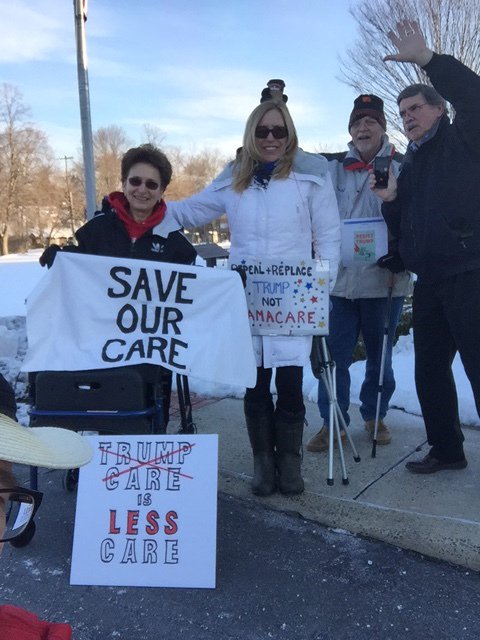 MoveOn's tweet photo. MoveOn members are joining #Stakeouts around the country today and tomorrow to save health care. Join them: https://t.co/qoArpZU4lB https://t.co/4lKR1AW4Io