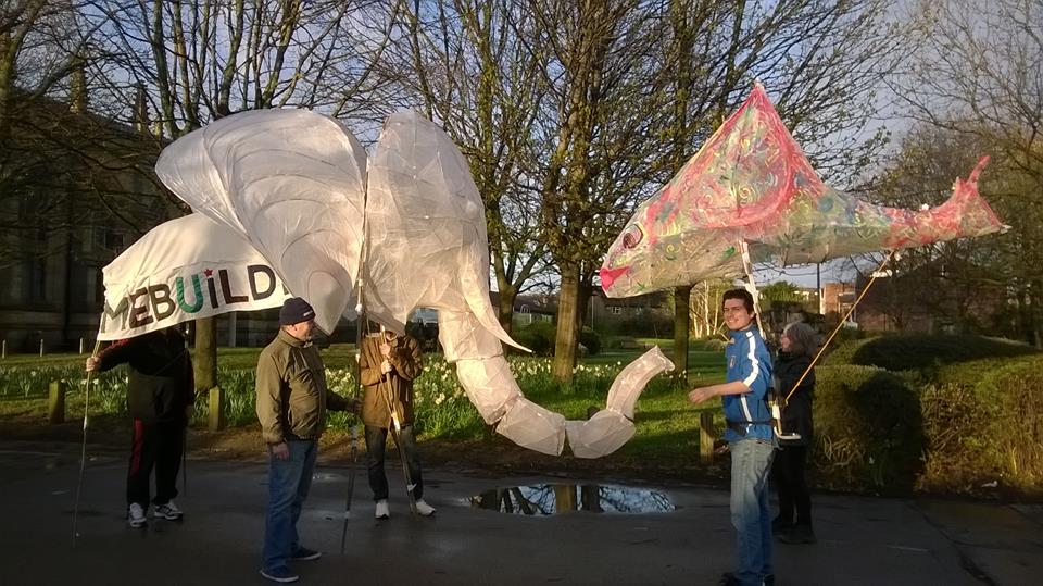 .<a href="/sharrowlanterns/">Sharrow Lanterns</a> a few years ago: the TimeBuilders elephant and the flying fish on their way from St Mary's #sharrow