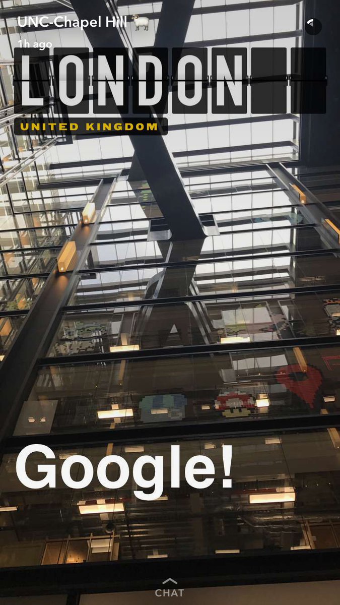 UNC's tweet photo. Follow #MJSB17 in London w/ @mikala_whitaker on 👻. Photos below:

1) unc-chapelhill Snapcode
2) Google HQ
3) Welcome to Google
4) Arsenal https://t.co/oM1V9p8JF5