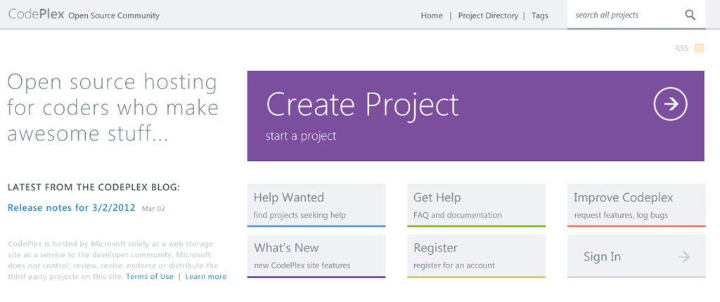 msdev's tweet image. #CodePlex is #Microsoft's free #opensource project hosting site. Create your first project: msft.social/JqHm4J