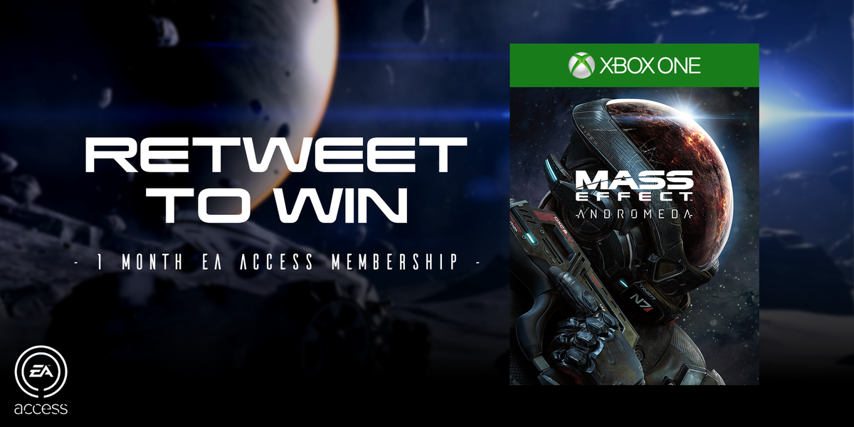 xboxuk's tweet image. RT &amp;amp; Follow for the chance to WIN 1 month of @EAAccess and start playing #MassEffect Andromeda early 🚀