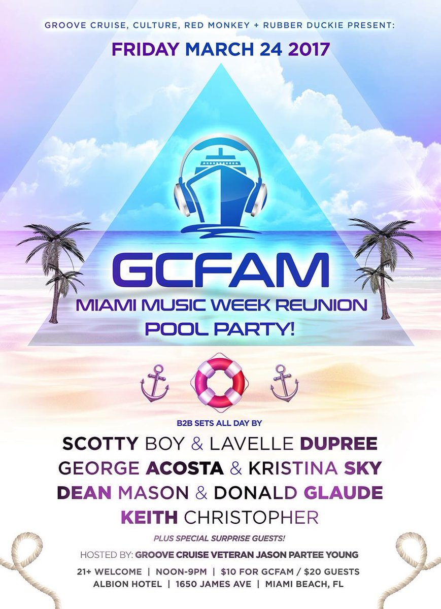 🎉<a href="/MiamiMusicWeek/">Miami Music Week</a> giveaway #4
<a href="/GrooveCruise/">Groove Cruise</a> MMW Pool Party 3/25! 

RT/FAV/FOLLOW to win!

•<a href="/culture808/">Culture Productions</a> 
•<a href="/ElectricLoveLLC/">Electric Love™</a>
•@EloveJason