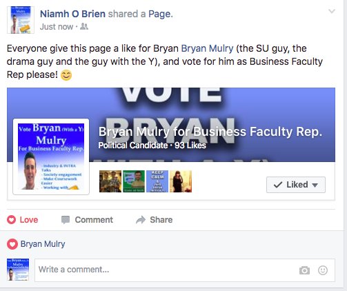 Bryan_Mulry's tweet photo. This is, by far, my Favourite description of me, ever! :D #BryanForBusiness #WithaY #DCUSU #DCUSUElections https://t.co/NqhQ9KWFAh