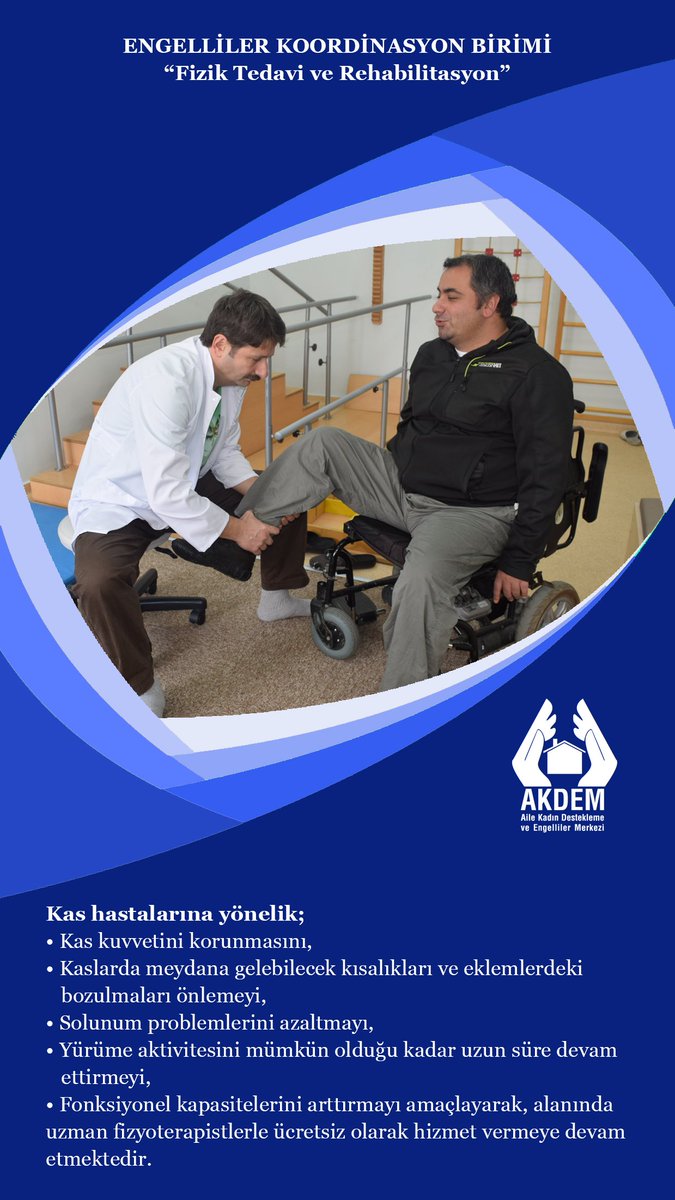 akdemzb's tweet photo. Fizik Tedavi ve Rehabilitasyon hizmetiyle kas hastalarının yaşam kalitelerini arttırmaya devam ediyoruz. #akdem #fiziktedavi #kashastalari https://t.co/90zKvLSmru