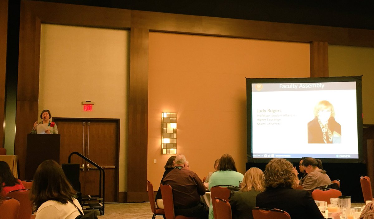 drdavidperezii's tweet image. Thanks NASPA Faculty Assembly for acknowledging retirement of my colleague, Dr. Judy Rogers, at #NASPA17. @MiamiSAHE @MiamiEDL @MiamiOHehs