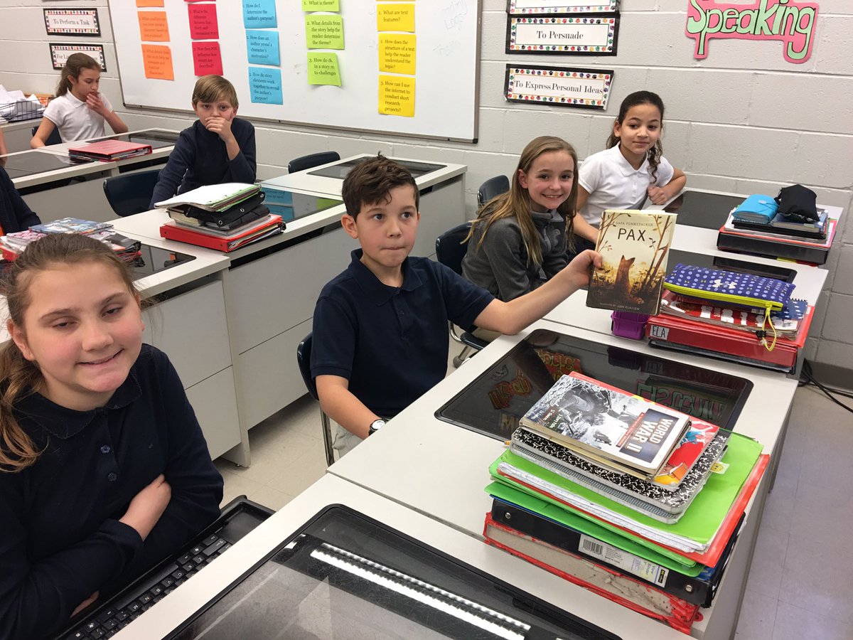 DelmarLiteracy's tweet photo. Mrs. Whaley's class uses Padlet to respond to the read aloud Pax! #characterconnections @Carrie2Whaley @PrincipalDMSHS https://t.co/Ius9JMfG25