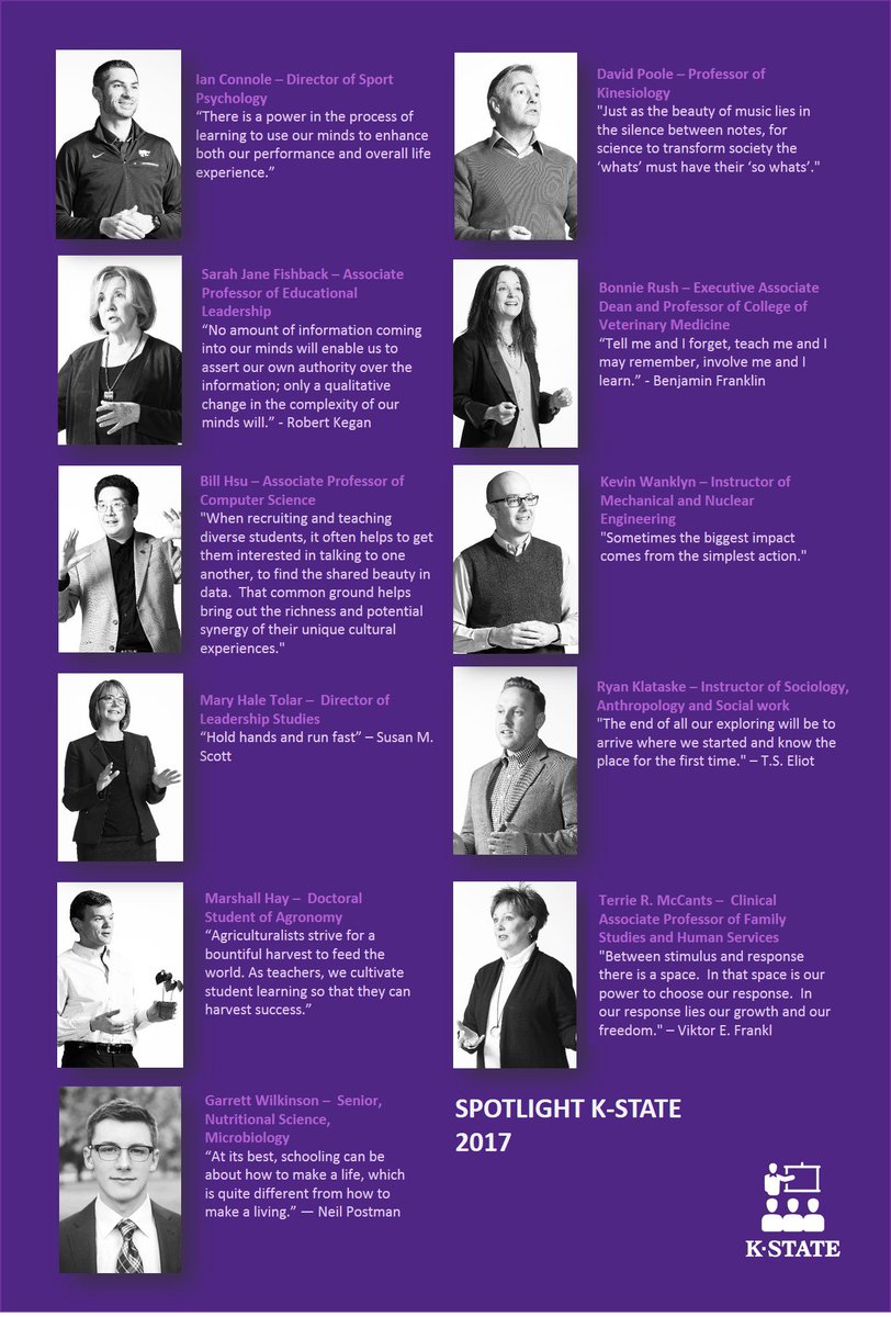 kstatetlc's tweet photo. Kudos to the SPOTLIGHT K-State 2017 presenters #KState #KStateTLC https://t.co/k52Vqft2ER