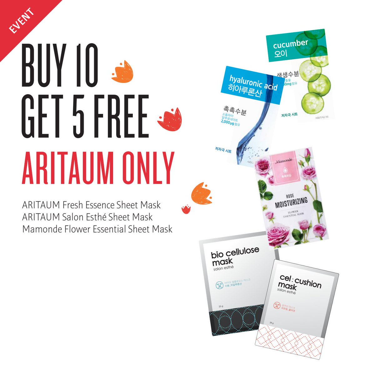 US_Aritaum's tweet photo. Just going to leave this here... Buy 10 #sheetmasks get 5 #free at #Aritaum! #HappyThursday #marchmasking https://t.co/FucX85V0Ot https://t.co/SC0H9VtYHn