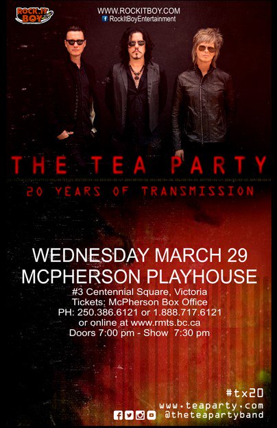 YAY! The Tea Party are coming to <a href="/RMTS_Victoria/">Royal Theatre & McPherson Playhouse</a> March 29th!  <a href="/YYJEvents/">YYJ EVENTS</a> <a href="/yyjrocktogs/">Rocktographers</a> <a href="/TheQdotFM/">100.3 The Q!</a> <a href="/theteapartyband/">The Tea Party</a> #YYJ <a href="/RockItBoy/">Rock.It Boy Entertainment</a>