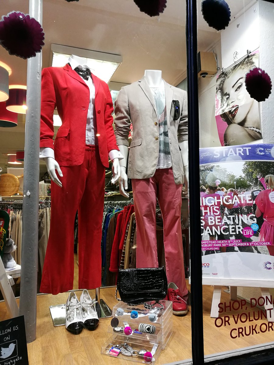 CRUKHighgate's tweet photo. No red herrings here! #howtowearasuit #trend2017 #redalert #mixingeras #windowdisplay https://t.co/XSazfYDM4H