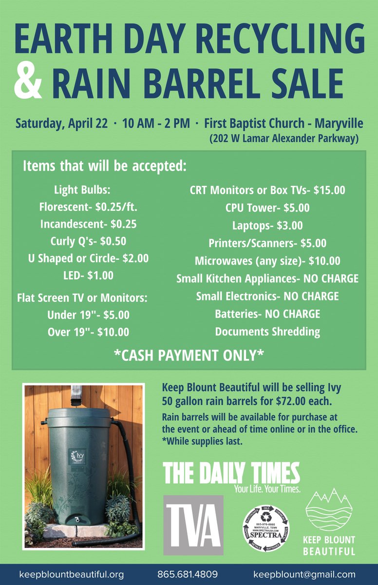 BeautifulBlount's tweet photo. Celebrate #EarthDay KBB style.  #BCGAC #BeautifulBlount #GAC @KeepTNBeautiful @kabtweet @TVAnews @DailyTimes https://t.co/hmQW9KRISM