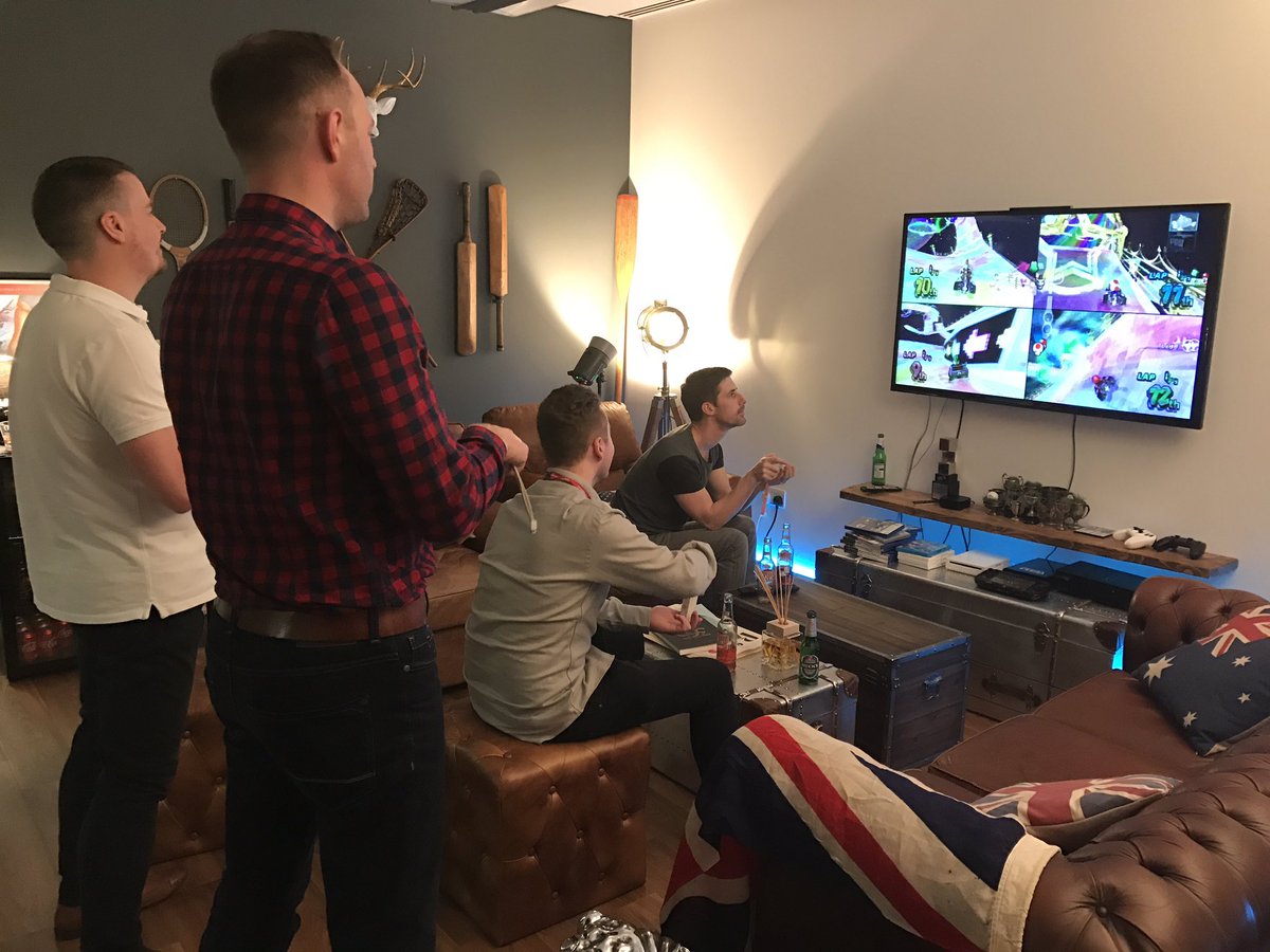 webfireagency's tweet photo. Bart's pre-evening leaving do consisting mainly of Mario kart and beers 🍻 https://t.co/dQWerQlHtf