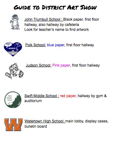 Guide to finding your artwork at tonight's art show