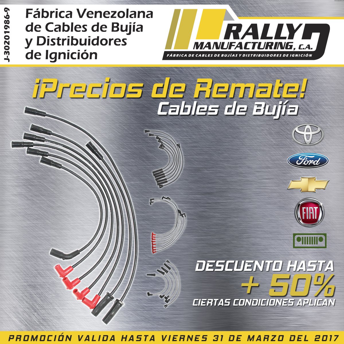 rallymanufact's tweet photo. ¡PRECIOS DE REMATE - Cables de Bujía!
Descuento hasta + del 50%, ciertas condiciones aplican.
#16Mar #CablesdeBujía #SparkPlugWireSet https://t.co/iIKOvAGDwb