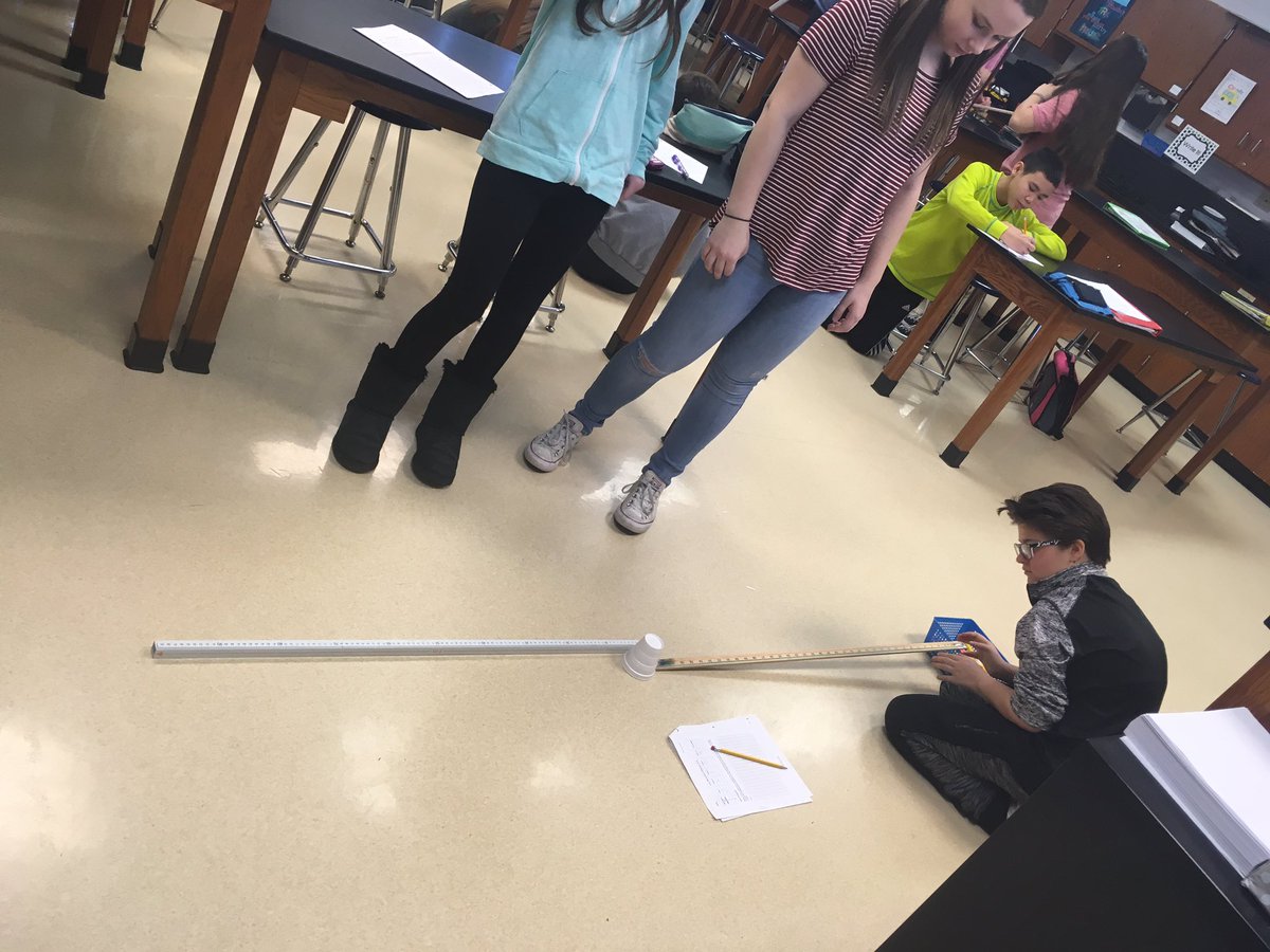 RobynKovar's tweet photo. 8th grade students using Physics to describe Marble Motion! @DMSCardunals #RollingMarbles #HowFarWillitGo #CardunalsWillGoFar https://t.co/QidGfm6W9b