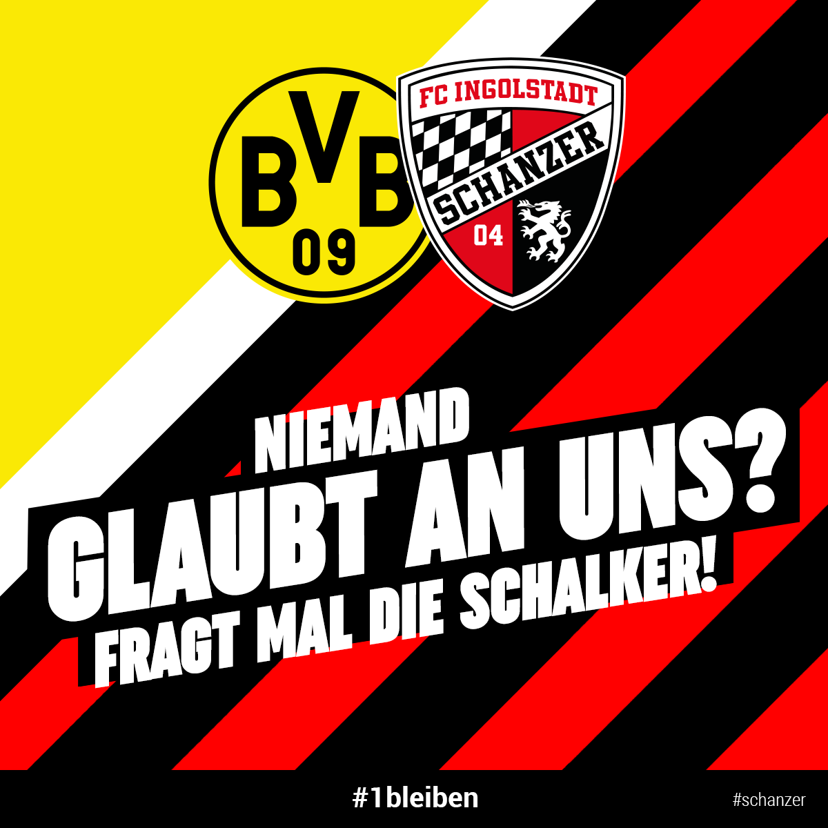 Schanzer's tweet photo. ⚡️Gemeinsam für die große Überraschung sorgen!⚡️ 
Egal, wo ihr morgen Abend seid: Daumen drücken, #Schanzer ✊
#1bleiben #BVBFCI 
// cc @s04 https://t.co/v73CDofrHn