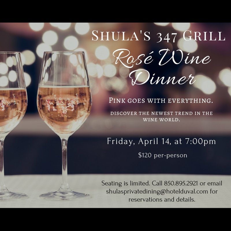 TallyShulas347's tweet image. @TallyShulas347  is hosting a Rose Wine Dinner!
Starts at 7:00pm on Friday, April 14.
Seating is limited. Call 850.895.292 for reservations.
