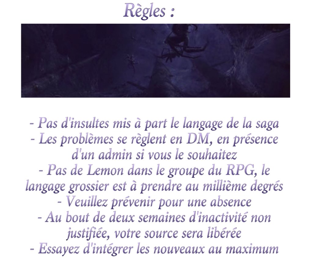 RPGForet's tweet photo. Contexte, règles et inscription en dessous. RAPPEL ⚠️ les inscriptions se font en DM. Les personnages inventés sont les bienvenus! https://t.co/Vb27PmIBSs