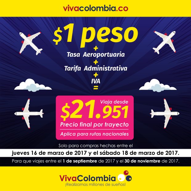 VivaAirCol's tweet photo. ¿Listo para comprar? Ingresa YA ➡️ https://t.co/hw7DS2f45u #Promoextrema 🎉🎉🎉 https://t.co/2mMGoJnMg3