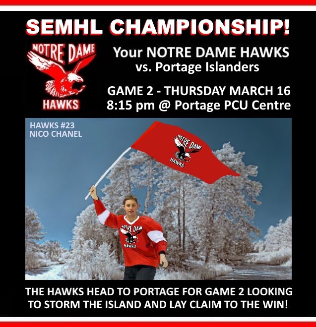 Game 2 tonight at PCU in Portage. The hawks look to even up the series.