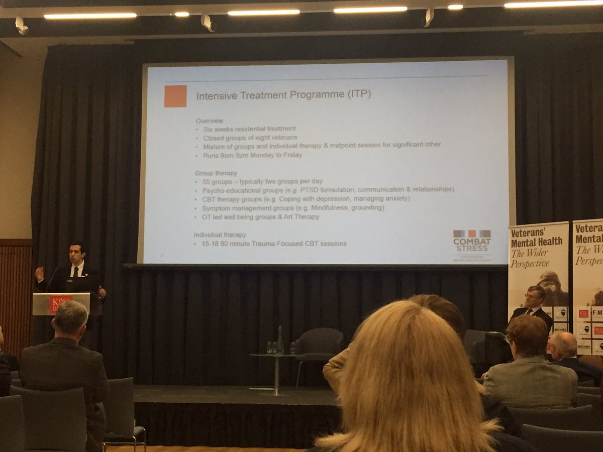 kcmhr's tweet photo. Dr Dominic Murphy on 'the treatment of ex-service personnel affected by complex trauma' @CombatStress #VMHC2017 https://t.co/sWatK75TXQ