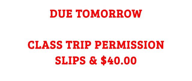 Amesbury2017's tweet photo. *ATTENTION SENIORS!* DUE TOMORROW! make sure you get your CLASS TRIP permission slips in!!! $40 to pay for it! DO NOT miss out! ⚾️🙌🏻 https://t.co/ROeLRg6gwh