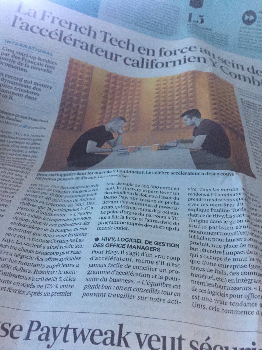 VePenchev's tweet image. #FrenchTech en force au @ycombinator @hivyapp, le logiciel de gestion des office manager @paulinetordeur @LesEchos @AnaisMoutot @nrauline