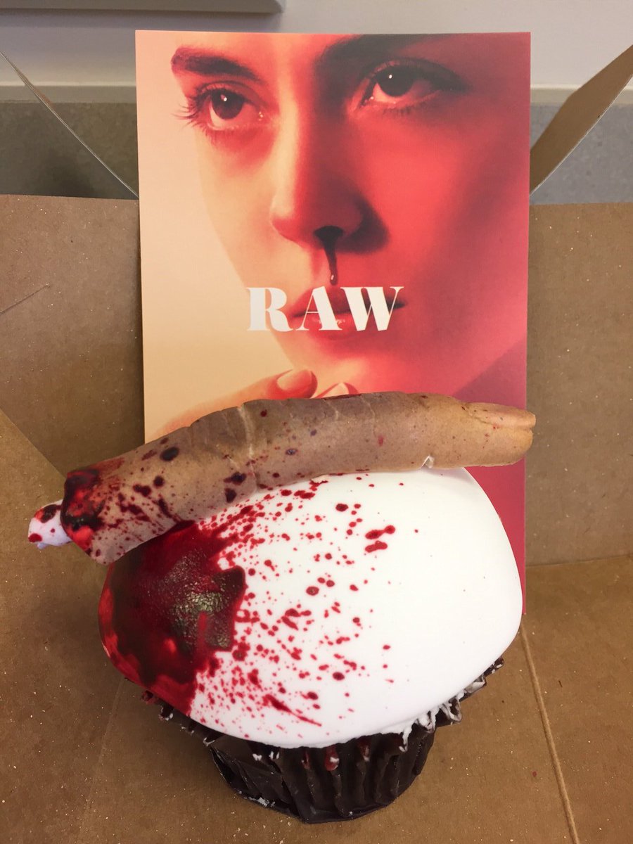 DystopianHero's tweet photo. Got this delicious finger food for @RawMovie. Uh oh, I didn't realize we tasted this good! Devour the film Friday at @musicboxtheatre! #RAW https://t.co/Xe39dZOBAz
