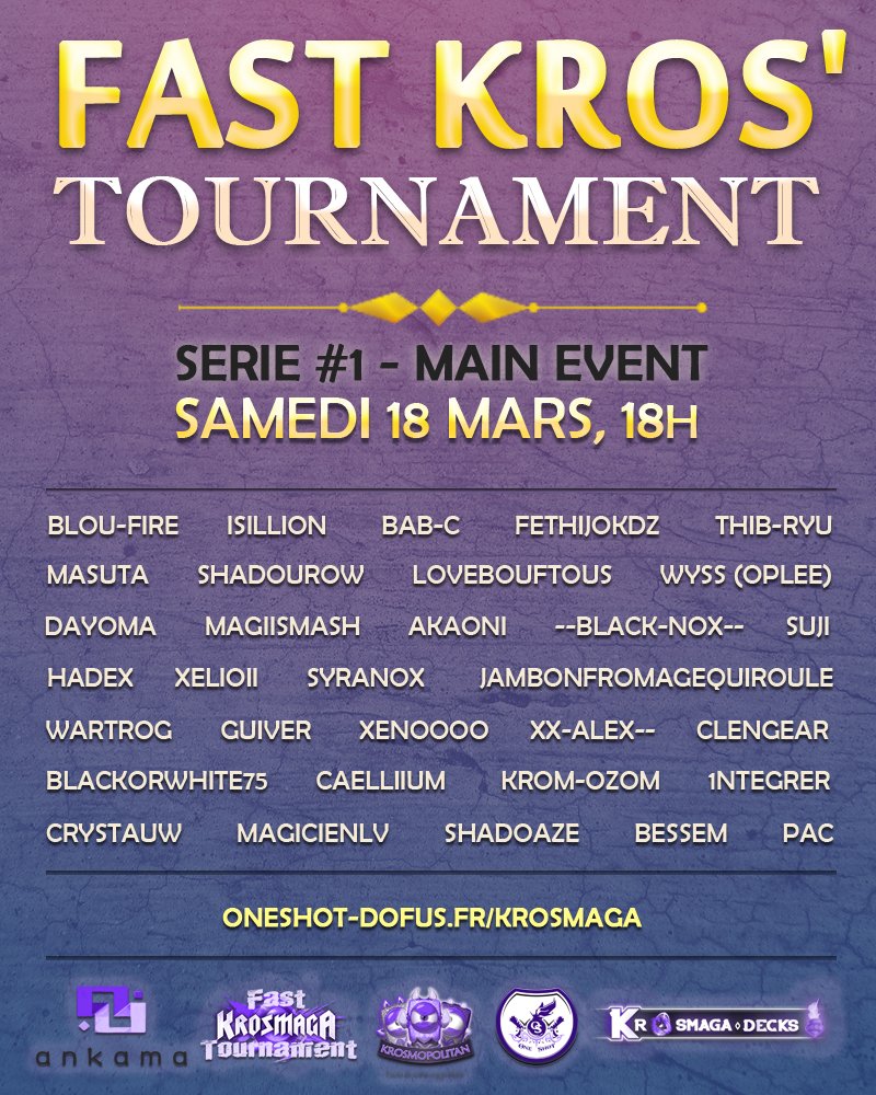 OneShot_Stream's tweet photo. Après 4 jours intensifs de Qualifiers, l'affiche s'annonce monstrueuse pour le Main Event du #FKT1 ! https://t.co/439NJISRNF
@krosmaga https://t.co/xOX8l7shib