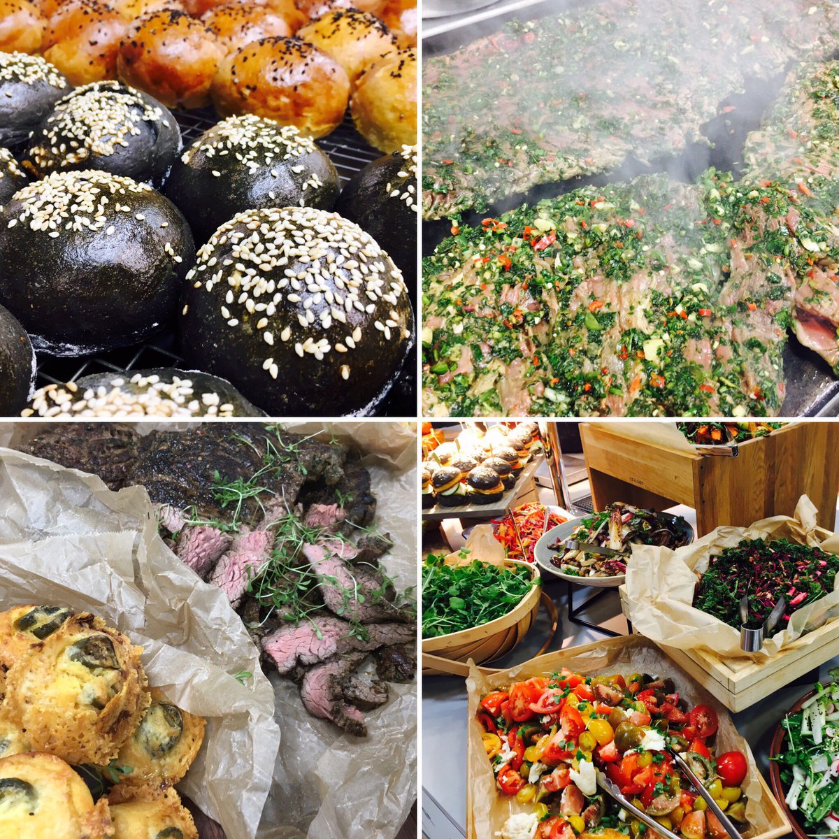 Insights; Lunch- Charcoal Bun, Tofu, Miso Burger. Beef Skirt, Chimichuri. Jalapeño Cornbread. East Coast Salads @nick146143 <a href="/compassgroupuk/">Compass Group UK & I</a>
