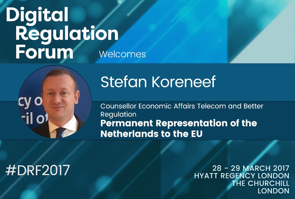 TelcoRegulation's tweet photo. Stefan Koreneef, Counsellor Economic Affairs Telecom and Better #Regulation will be at DRF: https://t.co/UJbjaQ9YtX #drf2017 https://t.co/kCmnPjTw2U
