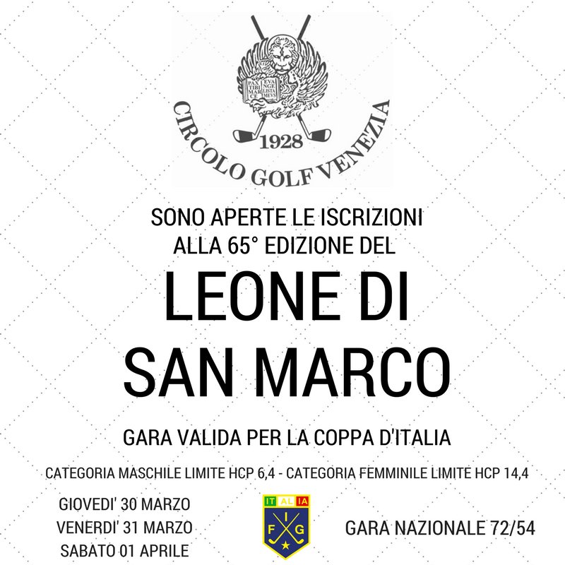 65° LEONE DI SAN MARCO
ISCRIZIONE APERTE