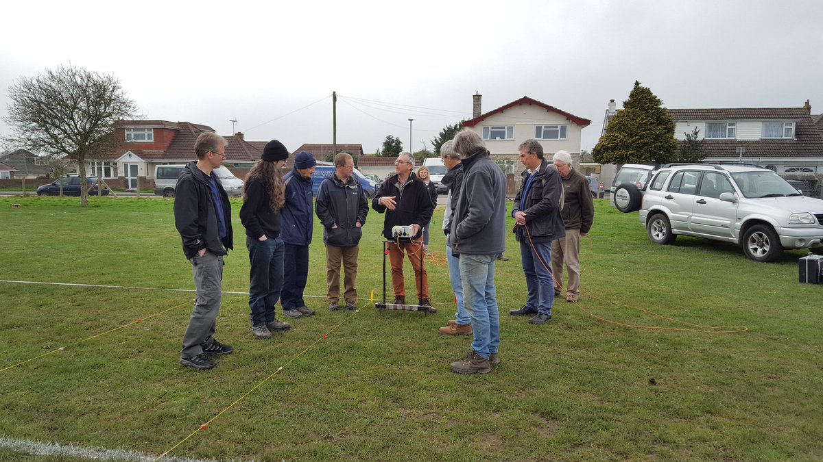 NewForestArch's tweet photo. Time for some practical demonstration of resistivity &amp; hands on training 4 our #community groups on nearby football pitch What lies beneath? https://t.co/rTki3luHzJ
