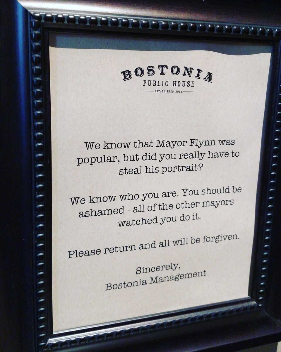 BostoniaPublic's tweet photo. The Mayor's Wall has been vandalized 🤔
#mayorflynn #bostonmayor #rayflynn @marty_walsh @CityOfBoston https://t.co/Vljn98bWhB