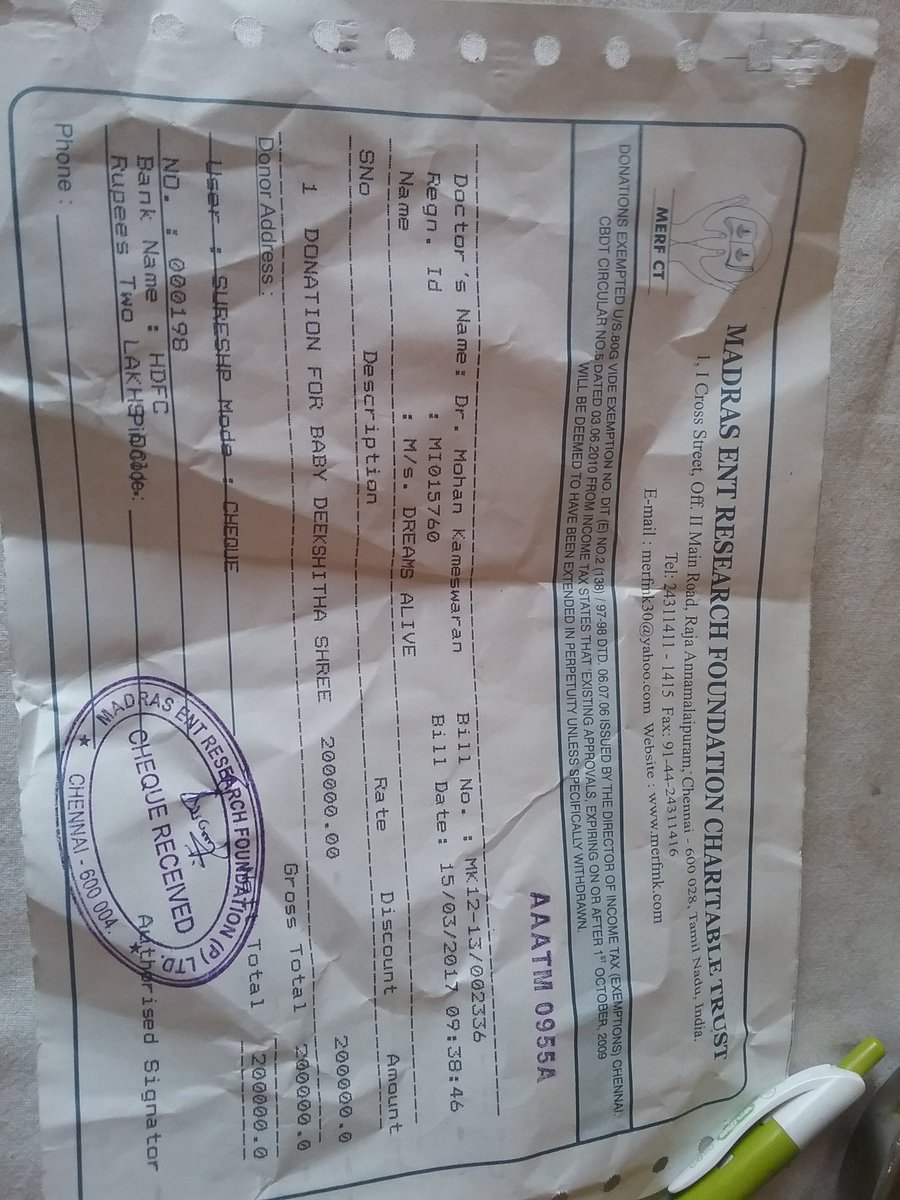 teamdreamsalive's tweet photo. #VCAN n v did by supporting kid Deekshitha with 2 lacs 4 her cochlear implant. Thanks to all donors and volunteers. https://t.co/DY1EBNgtU4