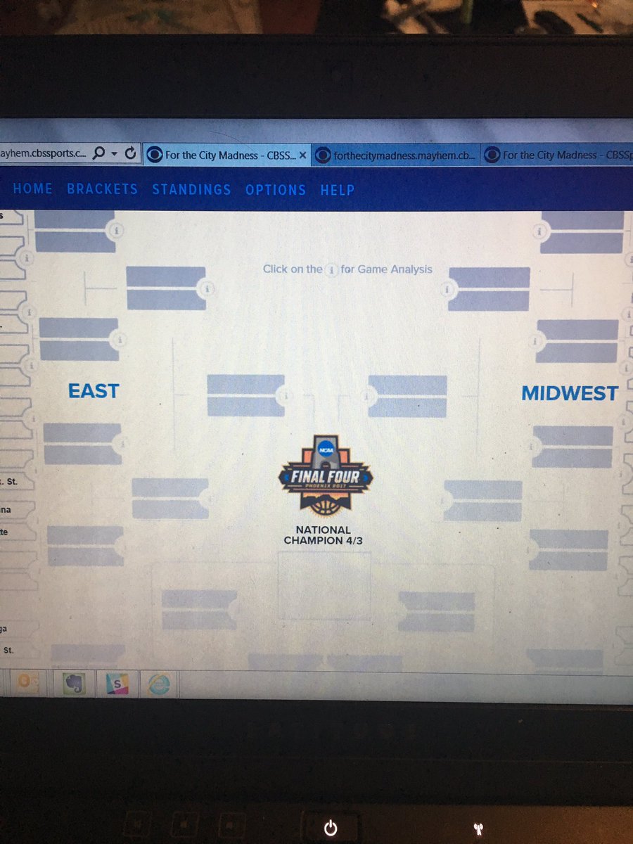 lesleybow's tweet photo. I had the perfect bracket. But instead it looks like this.... Bad day for a crash @CBSSports. https://t.co/ubvKHzfeDd