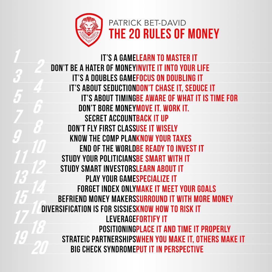 Patrick Bet David On Twitter Money Is A Game That S Won By - 