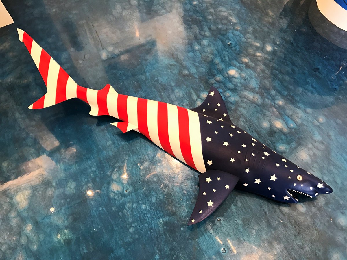 WaterscapesArt's tweet photo. This is Chachi "The Bull" Leucas. Chachi is a 60" Bull Shark air brushed in the spirit of Ole' Glory. By:Artist B. Larned info@ 321-917-5352 https://t.co/1xFsEFeuBv