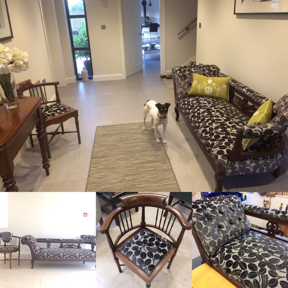 PattrnPrinciple's tweet photo. Someone is happy about the chaise and chair we've just delivered #bespokeupholstery #designersguild #callagio #charcoal #thepatternprinciple https://t.co/2bIn3tYa8l