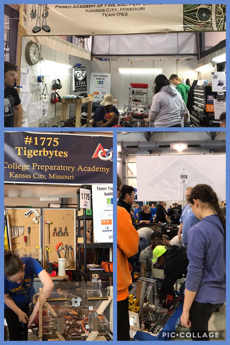STEMKC's tweet photo. All 3 #KCEZ teams have moved into their pits @FIRSTKCRobotics @FRCTeams Championships https://t.co/fJNV9kFpLB