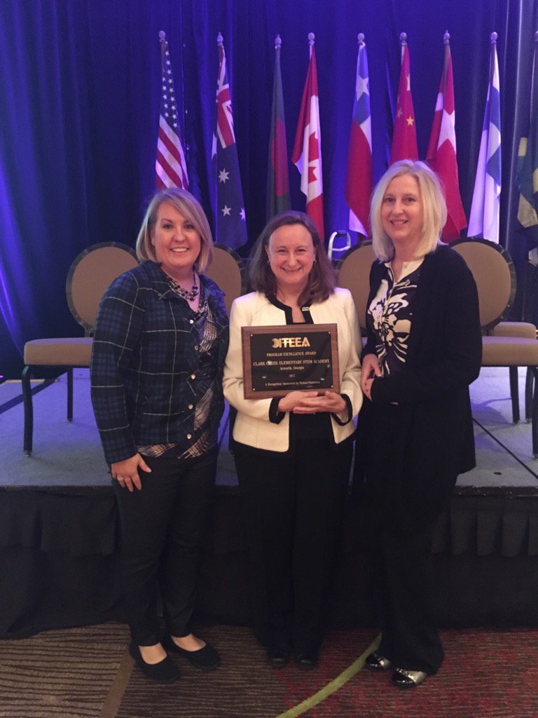 ClarkCreekSTEM's tweet photo. First Georgia Elementary school to ever receive the Program of Excellence award! Who are we? Clark Creek! #iteea17 https://t.co/0czxRsi6dW